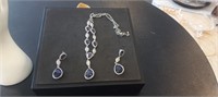 Ladies Dark Amethyst Stone Necklace & Earrings