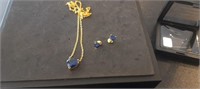 Dark Blue Sapphire Necklace & Earrings
