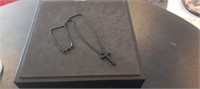 Men's Black Steel Necklace & Cross