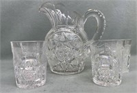 Cut Glass 5 Pc Water Set, 8in Pitcher
4 good