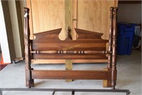 Queen/Full Cherry Bed Frame with Adjustable Steel