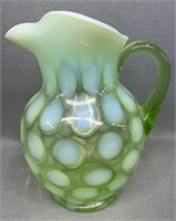 9in Green Opalescent Coin Spot Pitcher