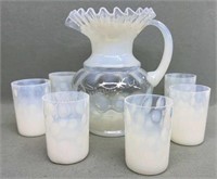 7 Pc Opalescent Water Set, 9in Pitcher