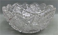Large Cut Glass Bowl, 9in Across, Few Flakes!   4