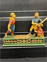 Vintage Hometown Battery Cast Iron Baseball Bank