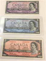 1954 Canadian bank notes.