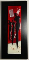 Abstract Modernist Signed Mounted Fused Glass.