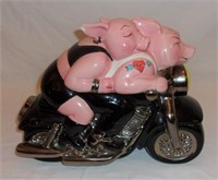 Biker hogs cookie jar.