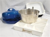 Lot of Assorted Items, Covered Snack Tray, Bundt
