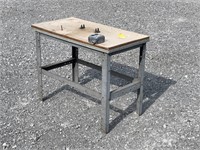 (L) Metal Workbench With Wooden Top And