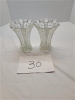 Elegant Glass Vase Lot (2) 5" Tall