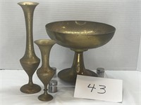 Antique Brass Pedestal & Other