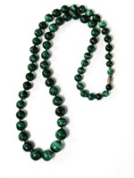 Gorgeous Graduated Solid Malachite Beaded Necklace