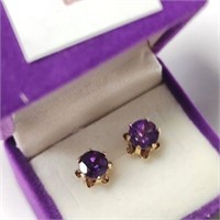 14K YELLOW GOLD AMETHYST  EARRINGS