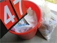 PLASTIC GARBAGE CAN& PLASTIC BAG FILLED WITH