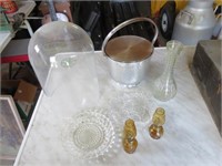 ICE BUCKET, GLASS DOME, GLASS PLATES, SMALL