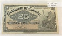 1923 Canadian .25 cent bank note.