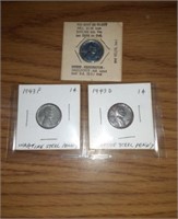 1943-P, 1943-D Steel Pennies & 1943-P (BU)