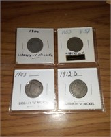 1900, 1902, 1903 & 1912-D Liberty-V Nickels
