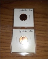 1972-D & 1974-D Pennies - Brilliant Uncirculated