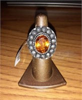 Citrine Ring German Silver - size 6