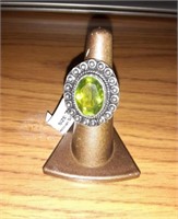 Peridot Ring German Silver - size 7