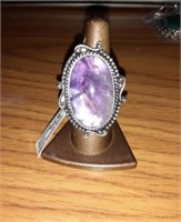 Amethyst Ring German Silver - size 8