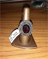 Garnet Ring German Silver - size 8