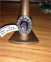 Amethyst Ring German Silver - size 9