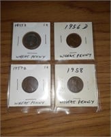 1955-D, 1956-D,1957-D & 1958-P Wheat Pennies