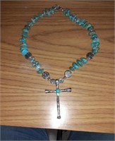 Turquoise Necklace with Cross - very nice