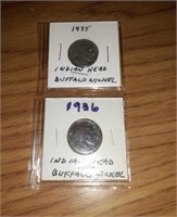 1935 & 1936 Indian Head-Buffalo Nickels