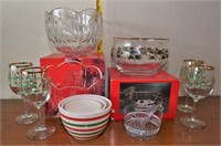 Christmas glass and porcelain serving