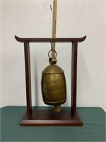 Asian Sheet Metal Bell w/Wood Clapper in Stand