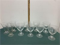 Etched crystal/glass goblet lot