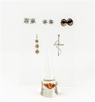 Jewelry Lot Sterling Silver Earrings & 2 Pendants+