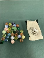 Akro Agate Marbles in bag