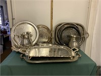 Heavy Duty Silverplate Lot-trays, water pitchers