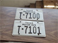 Texas License Plate for a Motorbus.