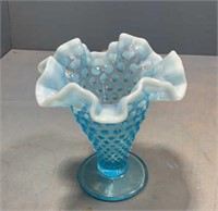 Aqua Trumpet Vase and glassware