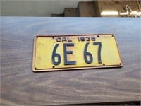 1938 California License Plate