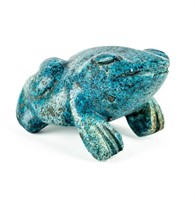 Carved Blue Turquoise Stone Frog Fetish Figurine