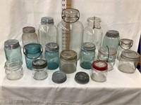 (16) Canning Jars, Mostly Ball, Some Blue,