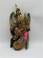 CARVED BALINESE / INDONESIAN MAN WOMAN WALL DECOR