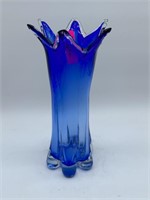 LARGE BLUE ART GLASS VASE