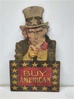 Uncle Sam "Buy American" Die-Cut Advertising Sign