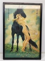 Large 1930's Risque Pin-Up Girl Lithograph