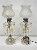 Pair of Glass Vanity Lamps with Prisms