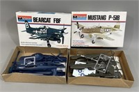 Lot: Monogram 1/72 Scale Bearcat & Mustang Models