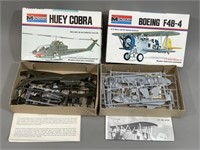 Lot: 2 Boeing F4B-4 & Huey Copter Model Kits